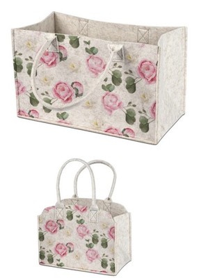 Tasche aus Filz ROSE 18x22 oder 26 x 25 x 13,5 cm creme rose Formano