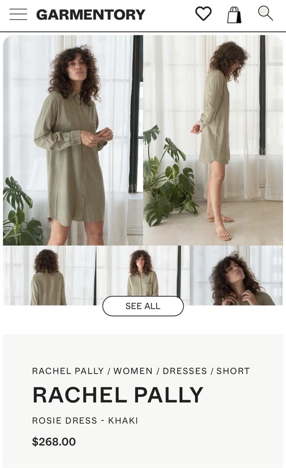 Nuevo con etiquetas Vestido Rachel Pally Talla XL Rosie Caqui Camisa Rayón Mezcla de Lino $268 Foto 2 de 4