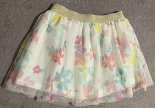 Carter's 3T Toddler Girl's White Floral Tutu Skirt With a Gold Glitter Waistline