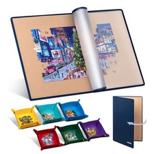 Foldable Jigsaw Puzzle Board with 6 Color Sorting Trays Portable Puzzle Mat w...