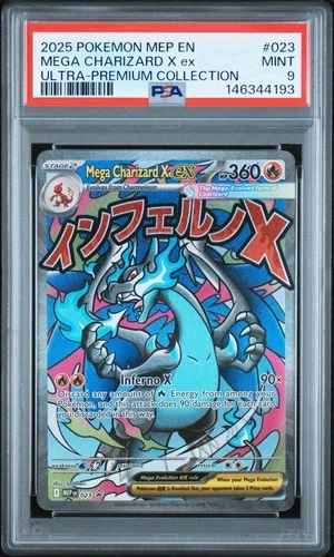 2025 POKEMON MEP EN-ME BLACK STAR PROMO #023 MEGA CHARIZARD X EX PSA 9