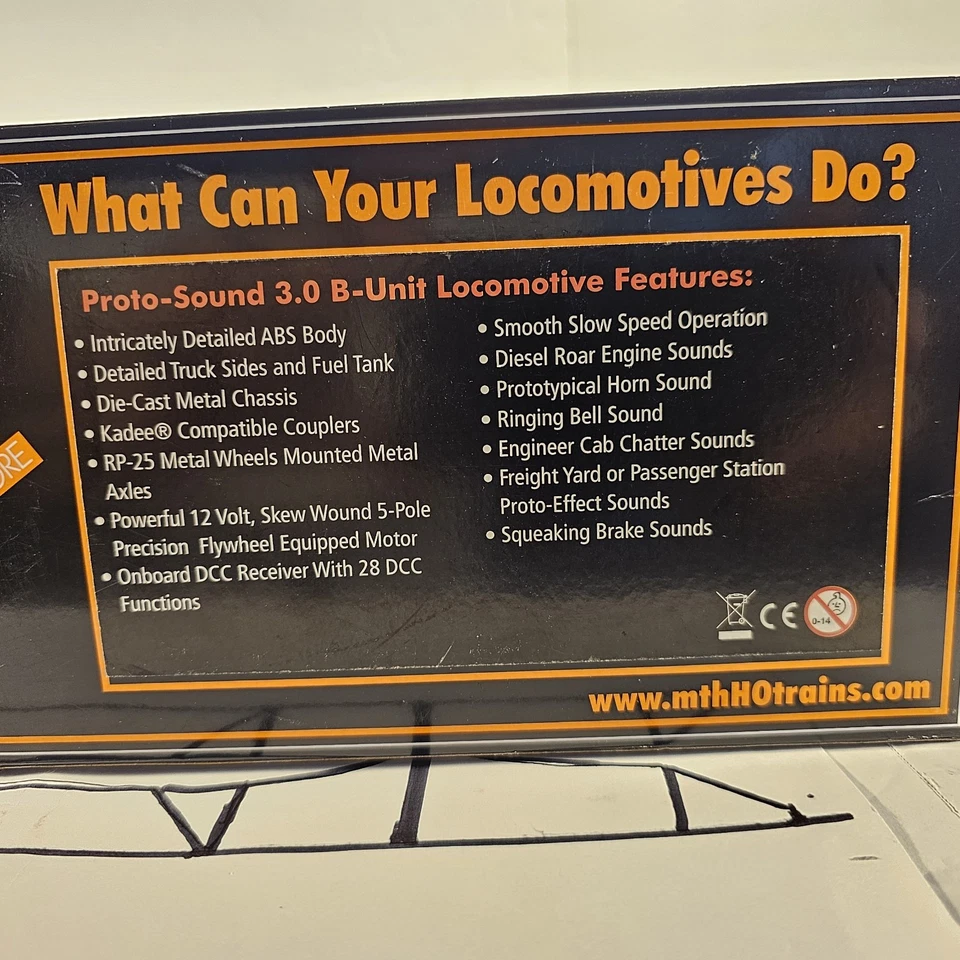 WM HO scale diesel locomotive MTH Factory DCC Sound equipped F7B unit - Image 2 of 4