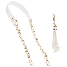24 Inch Purse Chain Strap Purse Strap Replacement with Tassel White/Gold