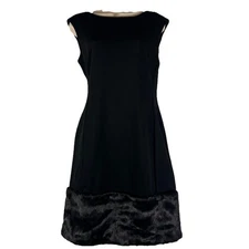 New Adrienne Landau Pencil Dress Women's Medium Knee Length Sleeveless Faux Fur