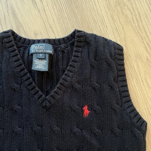 Polo Ralph Lauren Boys Navy Blue Cable Knit Sweater Vest Size 5 Youth Preppy - Picture 4 of 6