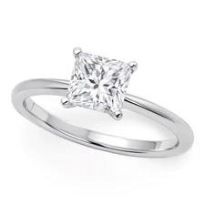 1 Carat Princess Lab Grown IGI G/VS1 Diamond Solitaire Ring in 14K White Gold