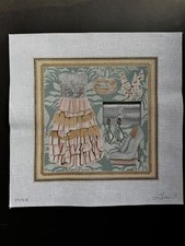 LANI Pink New Year's Eve Dress Ensemble Hand Painted hp Needlepoint Canvas