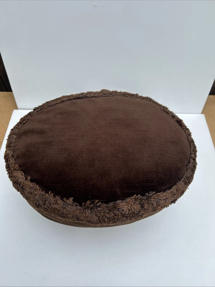 Vintage Small Brown Velvet Footstool. - Image 4 of 4