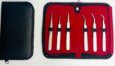 6 Piece Vetus SMD Stainless Steel Tweezer Handling Set with Storage Case