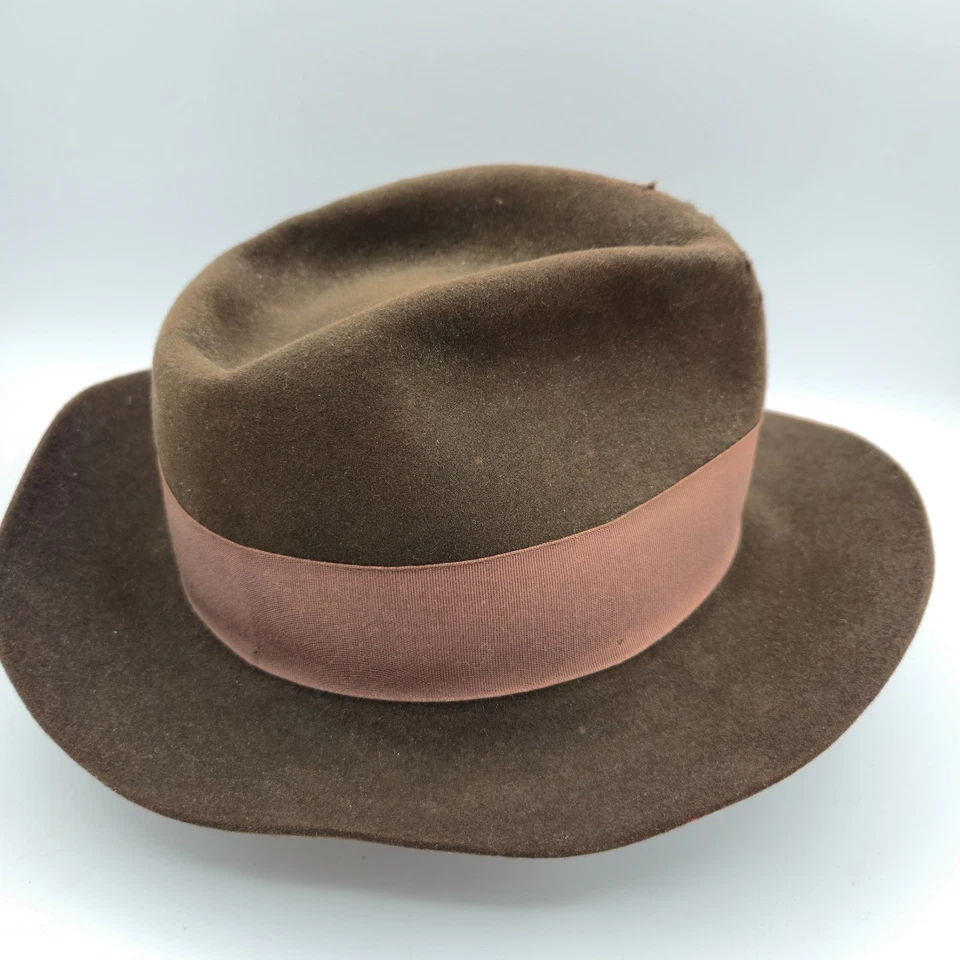 Sombrero Fedora Vintage Stetson Indiana Jones Marrón Lana Talla 7 1/4 Lucasfilm 1984 Foto 3 de 4