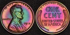 1912 Lincoln wheat cent penny, rainbow toning (L61-86)