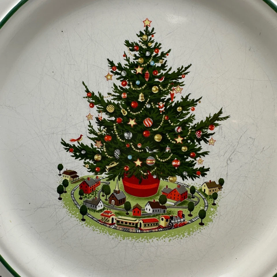 Vintage Christmas Heirloom Octagon Dinner Plates Set of 7 Holiday Decor 10.5" - Image 2 of 4
