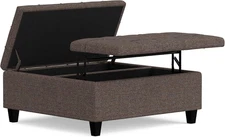 Harrison 36 Inch Wide Transitional Square Coffee Table Storage Ottoman in Mink B