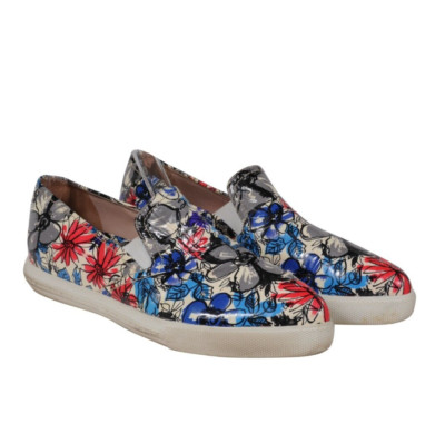 Miu Miu Floral Printed Slip On Sneakers US 6 EU 36 Blue Pink