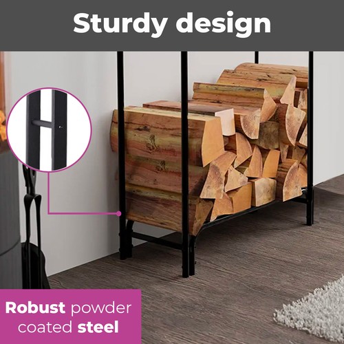 Neo Fire Log Rack Metal Firewood Storage Rack Holder Indoor Outdoor Cover - Picture 10 of 31