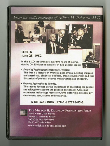 Lectures & Demonstrations by Milton H. Erickson, M.D. UCLA 1952 6CD Audio - Picture 3 of 3