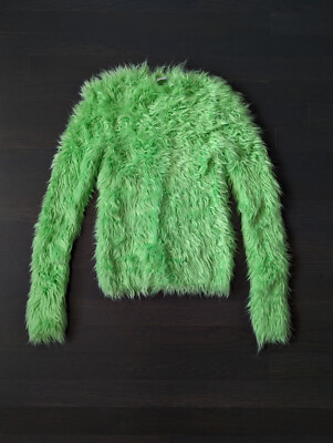 Balenciaga Winter 18 Fuzzy Green Sweater Medium New Without Tags