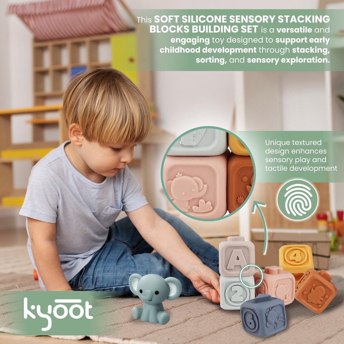 Silicone Building Blocks Montessori Sensory Stacking Nesting