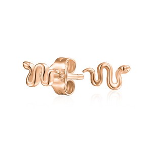 Authentic Garden Crawler Reptile Serpent Snake Stud Earrings Rose Gold Sterling Silver