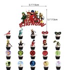 21PCS Ladybug Cake Cupcake Toppers Party Supplies Kids Birthday Decoration