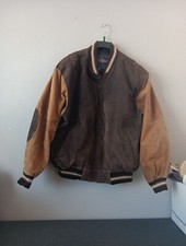Varsity Vintage Jacket Mens XXL Brown Suede L...