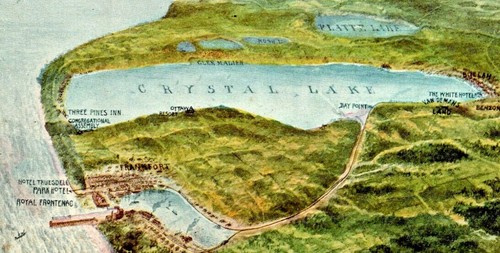 c1910 Crystal Lake MI, Frankfort, Platte Beulah Benzonia Aeroplane View birdseye