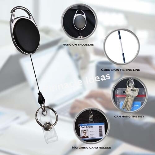 2x  Card Lanyard Badge Holder Retractable Reel Clip Chain Ring Security Keychain — image 2