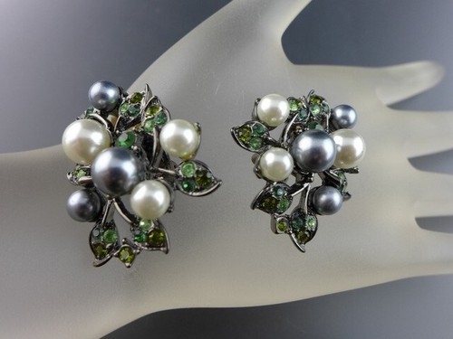Kenneth Jay Lane KJL Multi Pearl Garland Emerald Necklace Bracelet Earrings Set - Picture 12 of 12