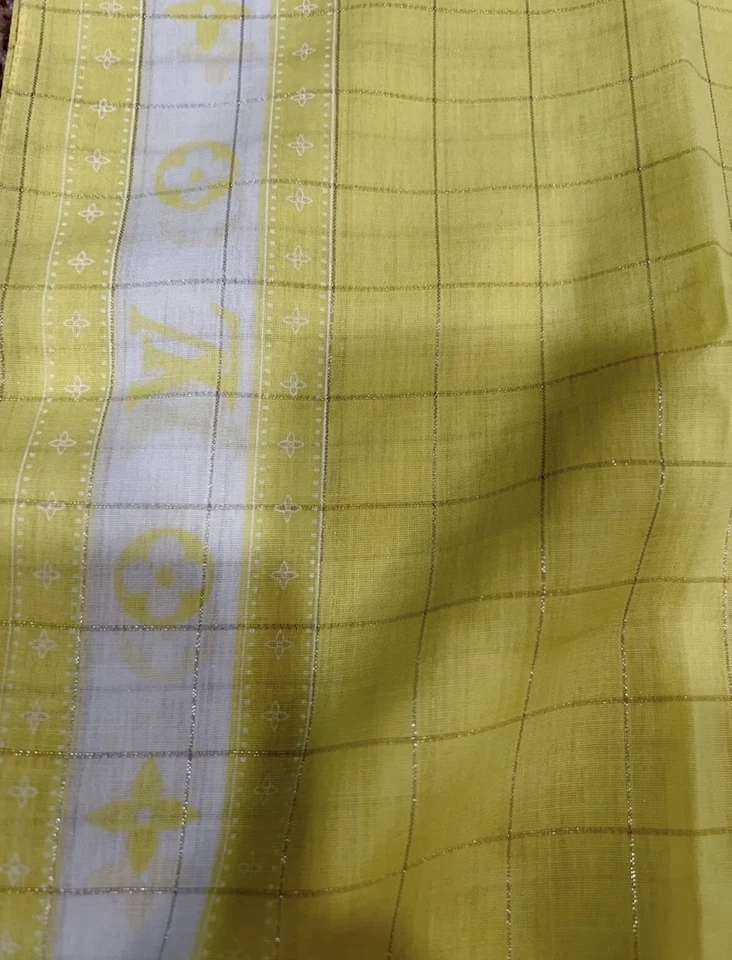 NUEVO Louis Vuitton Mujer Bufanda de Playa Amarillo Blanco Talla 65x50 Auténtico Foto 2 de 4