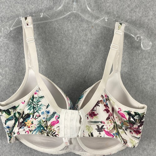 Cacique Damen BH Plus 42DDD weiß Flamingo Blumen leicht gefüttert Balconette - Bild 4 von 9