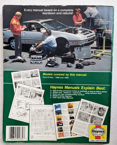 Haynes Repair Manual 1670 Ford Probe 1989-1990 All Models Teardown Rebuild Guide - Picture 2 of 2