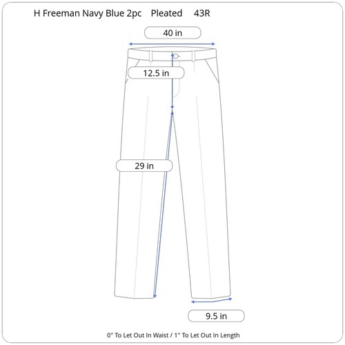 Traje HICKEY FREEMAN Para Hombres Azul Marino Rayas Plisado 2 piezas 43R Chaqueta 40x29 Pantalón - Imagen 12 de 12