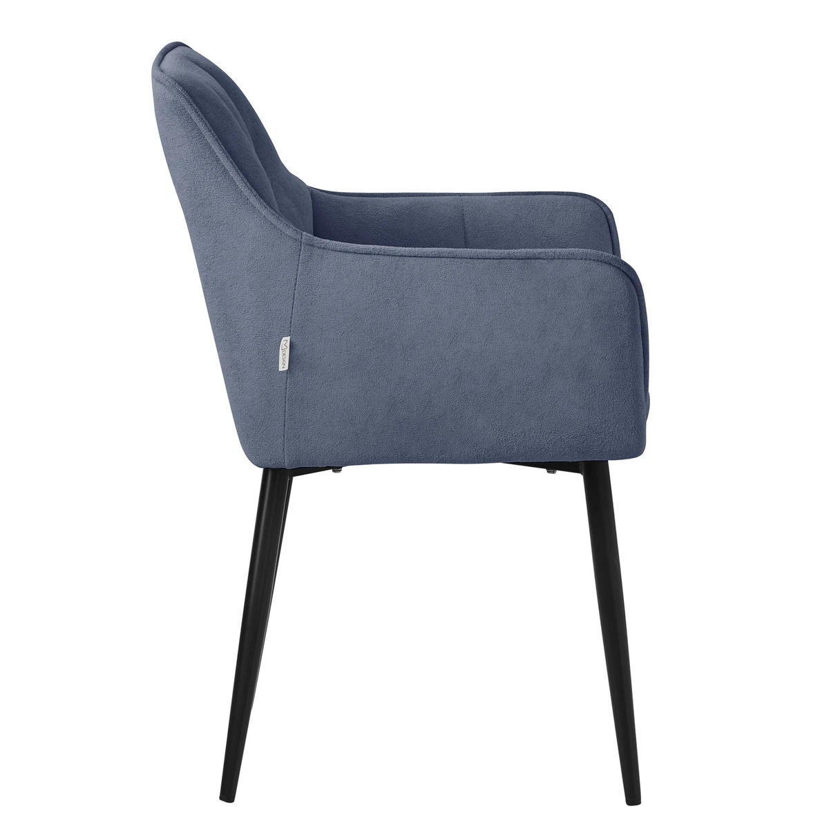 6x Sillas de comedor azules de tejido de rizo asiento ergonómico con patas metal