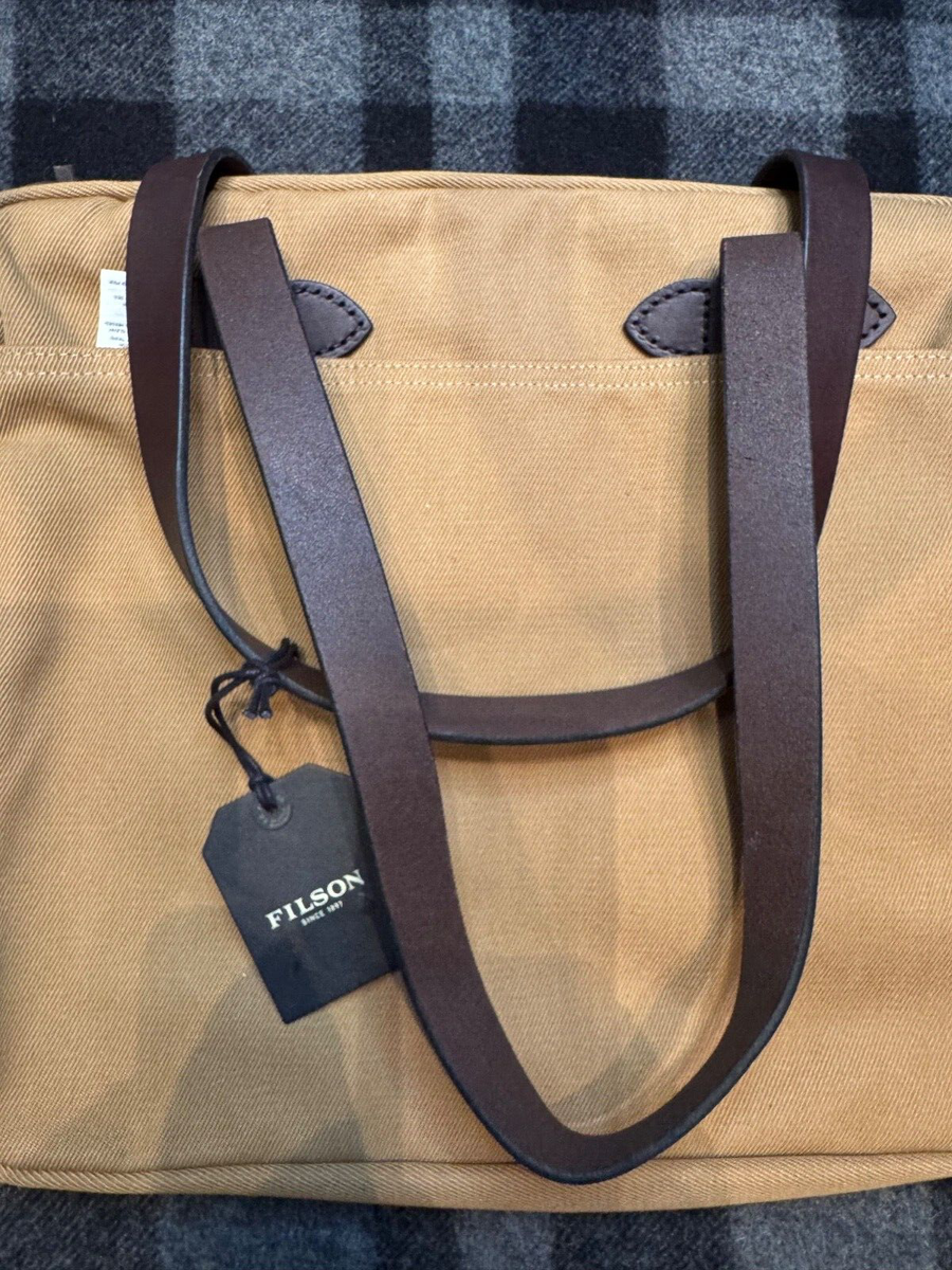 FILSON RUGGED TWILL TOTE BAG WITH ZIPPER TAN NWT WITHOUT KEY CLIP
