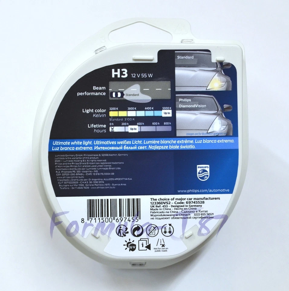 Philips Diamante Blanco 5000K H3 55W Dos Bombillas Luz Antiniebla Repuesto Actualización Lámpara Foto 4 de 4