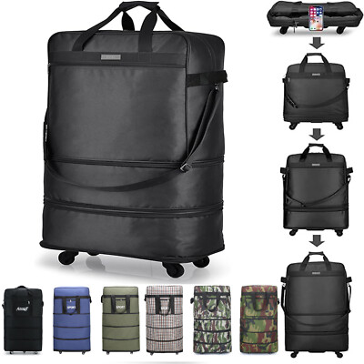 30'' 32'' 34'' 42'' Expandable Rolling Duffle Bag Wheeled Luggage Foldable Suitcase 