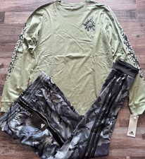 NWT adidas Boys YXL Gray/Black/Lt Green Long Sleeve Jogger Pants Set XL