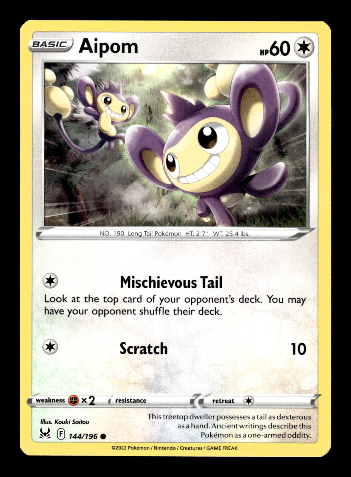 Pokemon TCG: Sword & Shield - Lost Origin Trading Card - Aipom - 144/196