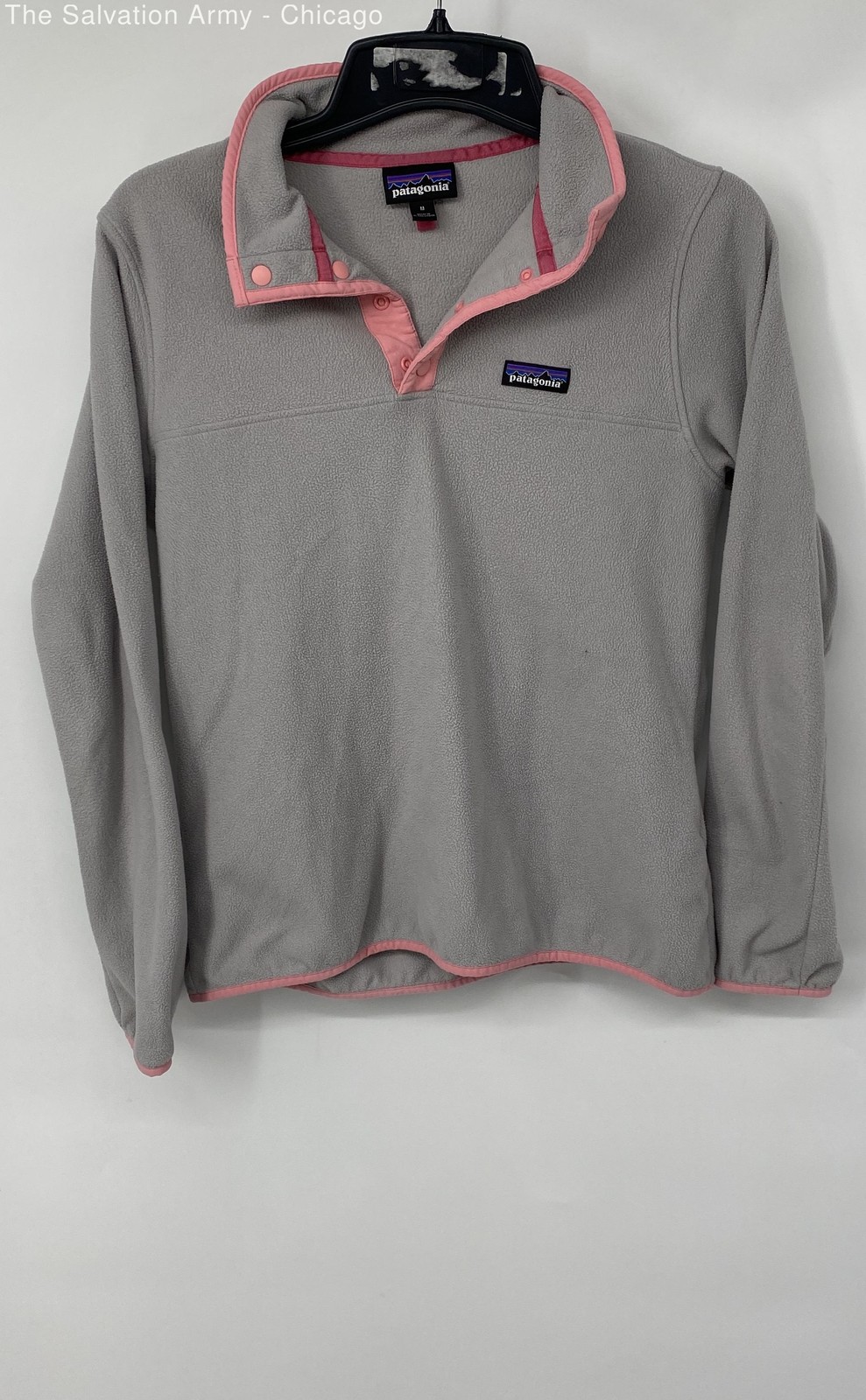 Patagonia Womens Gray Pink Long Sleeve Snap-T Fleece Pullover Jacket Size M