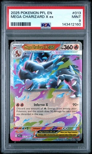 2025 POKEMON PFL EN-PHANTASMAL FLAMES #013 MEGA CHARIZARD X EX PSA 9