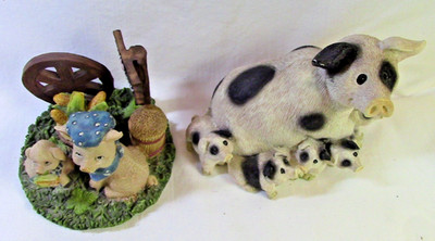 2- Collectable Pig Figurines- Great gift for the pig lover!!-Adorable!!
