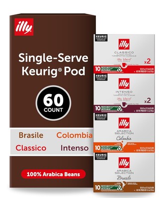 Illy Coffee K-Cups - Compatible Pods for Keurig 10 Count (Pack of 6) 