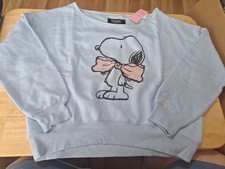 New Women s Size XL Cropped Snoopy Sweatshirt, Blue By Peanuts