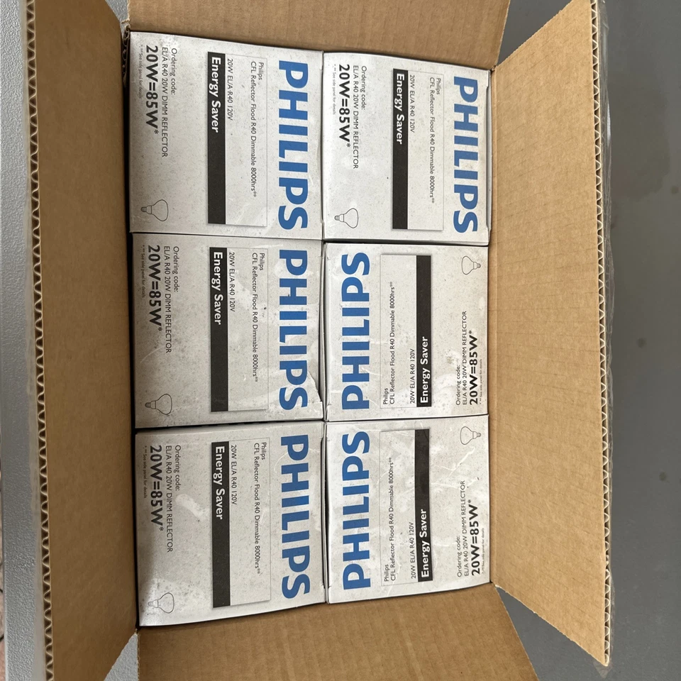 6 Philips Marathon Energy Saver Reflector Flood 20W = 75W Dimmable - Image 2 of 4