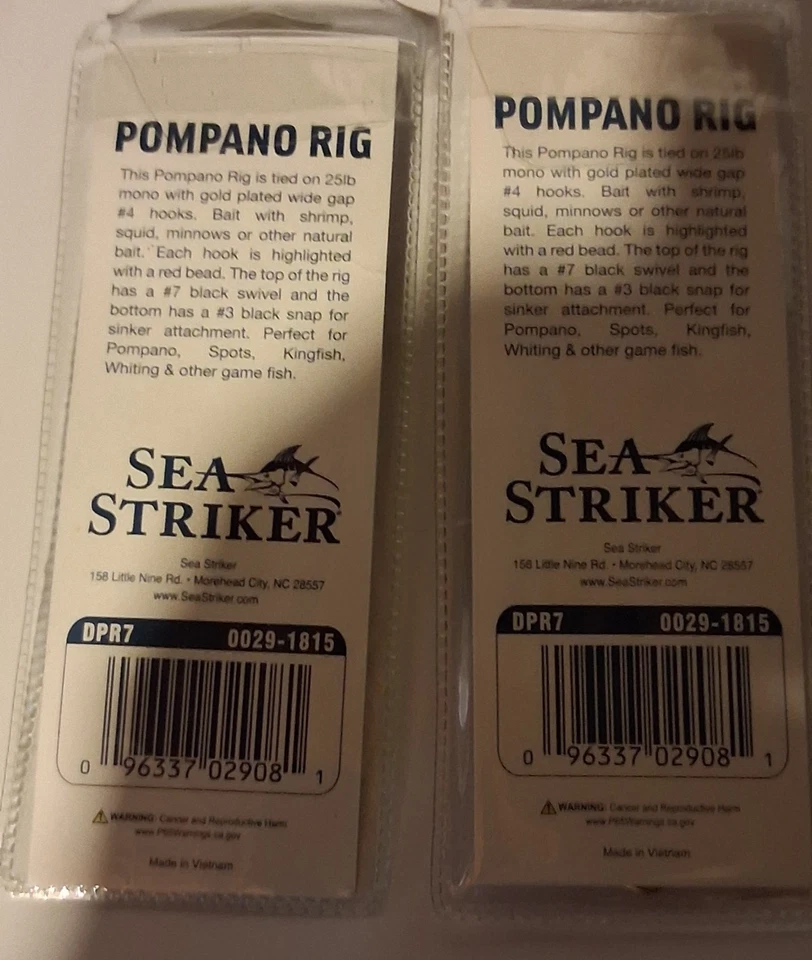 2 Packs Sea Striker DPR7 Pompano Rig-Double, #4 Gold, Wide Gap Hook - Image 2 of 4