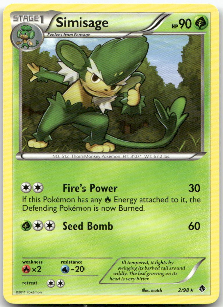 Simisage 2/98 Rare Emerging Powers Pokemon LP