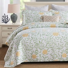 Homzard Queen Comforter Set for Bed Floral Quilt Queen size-100 Cotton Yellow,G