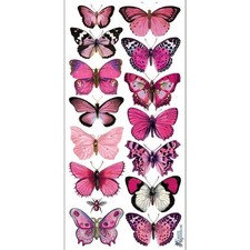 Violette Stickers - Butterflies - 1 Pink Butterfly Insect Sticker Sheet - Crafts