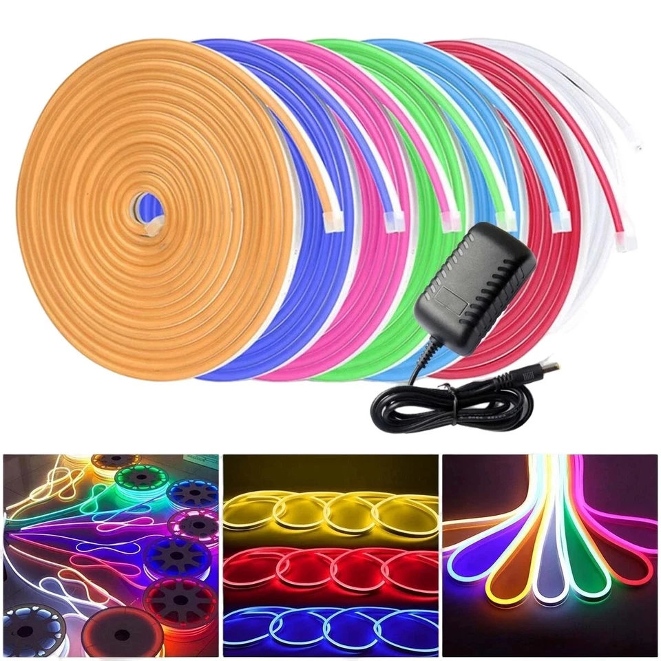 12V Flexible LED Strip Waterproof Sign Neon Lights Silicone Tube 1M 5M 10M USA - Image 2 of 4