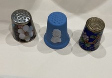 3 Thimbles - Mother Of Pearl & Abalone/Cloisonné Enamel/Wedgewood